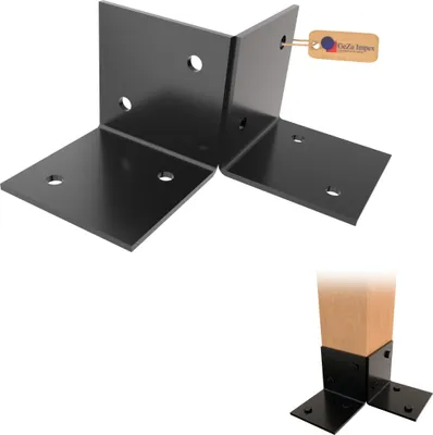 Produktbild von GeZu Impex Pfosten Bodenverbinder 121 x 121 mm Schwarz Pulverbeschichtet Pergola