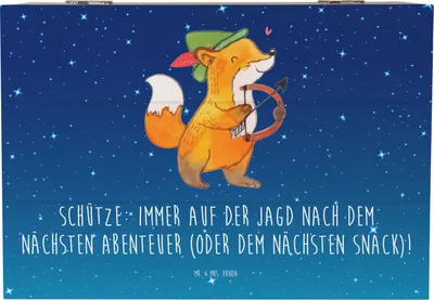 Produktbild von Mr. & Mrs. Panda Box Abenteuer Schütze 22 x 15 cm - Sternenhimmel Blau - Geschenk, Neugierde, Abenteuerlust, Tierkreiszeichen, Kiste, fotobox, Geschenke Sternzeichen