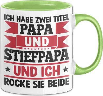 Produktbild von Stiefpapa Papa Tasse Geschenk Vatertag Geschenkidee Ich Habe Zwei Titel Papa Und Stiefpapa Und Ich Rocke Sie Beide (Grün)