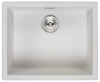 Produktbild von Weißes Spülbecken 50 x 40 cm, Unterbau- und Aufsatzmodell mit Edelstahl-Ablaufstopfen 1208956397