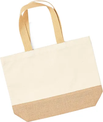 Image de Westford Mill Sac à provisions en toile avec fond en jute BC4584 (Taille unique) (Nature)