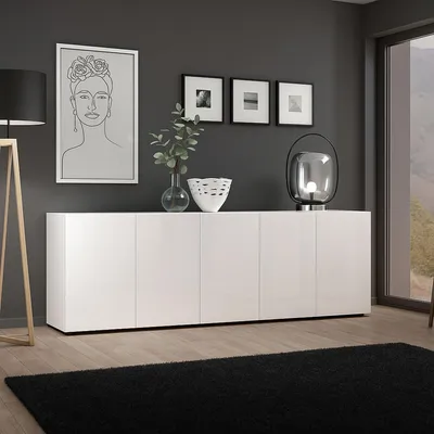 Immagine prodotto di Dmora Credenza Macaria 38x225x79h cm Bianco Lucido, Apertura Battente 6 Vani  Italy