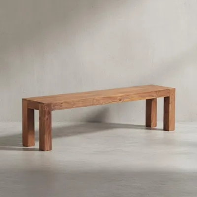 Produktbild von Sitzbank Landhaus-Stil: Massivholz Akazie, 200 kg Belastung, handgefertigt. Beige, 180x35x45 cm | Kadima Design