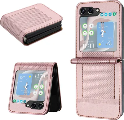 Obrázek produktu pro Pouzdro pro Samsung Galaxy Z Flip 5 kožené flipové pouzdro s funkcí stojánku Růžový