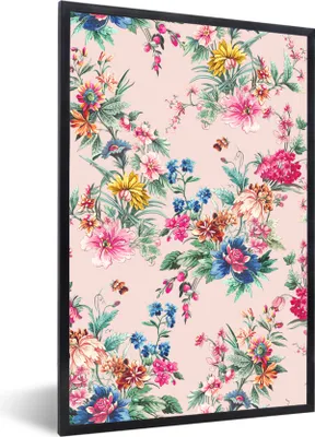 Produktbild von MuchoWow® MuchoWow® Gerahmtes Poster Blumen - Rosa - Pastell 60x90 cm - Poster mit zchwarzem Bilderrahmen - Kunst
