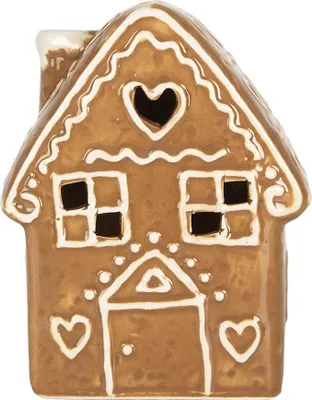 Produktbild von Clayre & Eef Lebkuchenhaus mit LED 8x6x11 cm Braun Keramik