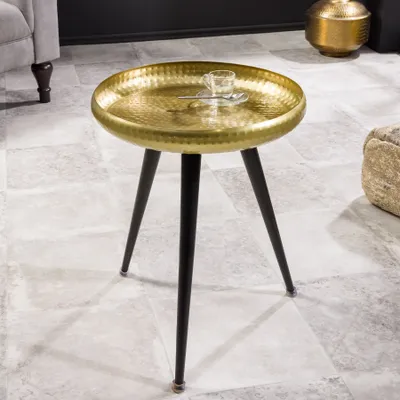 Produktbild von riess-ambiente Beistelltisch ORIENT 55cm messing gold rund Metall Hammerschlag Design Couchtisch Tisch Ablage