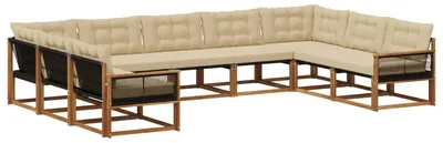Productafbeelding van vidaXL Tuinset met 9 zitplaatsen, natuurlijke en beige kleuren