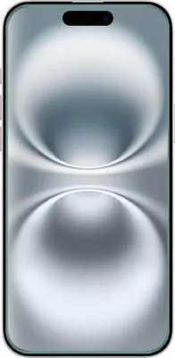 A smartphone with a silver abstract wallpaper.