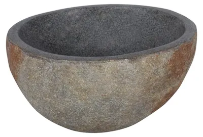 Produktbild von Differnz Waschbecken Nusa Ø35-39 x 15 cm - Naturstein Aufsatzwaschbecken ohne Überlauf - Waschtisch Runde Spüle - Badezimmer Zubehör - Grau