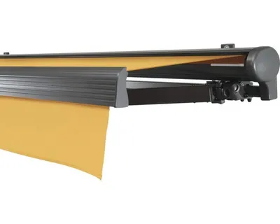 Produktbild von SOLUNA Halbkassettenmarkise Comfort 6x3,5 Stoff Dessin U415 Gestell DB703 dunkelgrau Antrieb rechts inkl. Kurbel