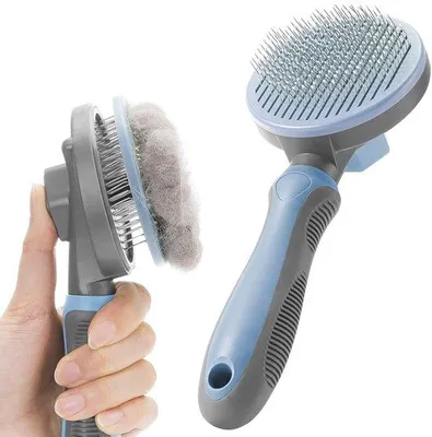 Productafbeelding van Ibenzoa® ontklitborstel voor honden, katten en konijnen – zelfreinigend, verwijdert losse en dode haren, roestvrijstalen naalden met kunststofbescherming, ergonomische handgreep