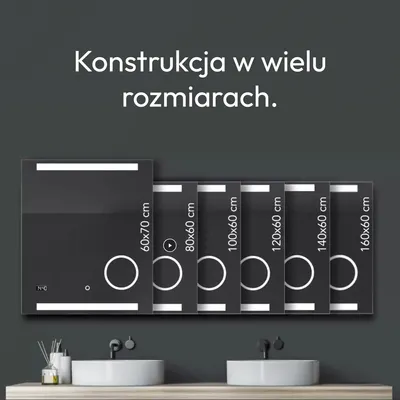 Zdjęcie produktu dla Lustro łazienkowe LED TALOS King Lustro łazienkowe z oświetleniem 120x60 cm - Lustro ścienne z podświetlanym lustrem toaletowym - Kolor światła neutralny biały