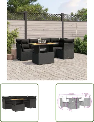 Produktbild von The Living Store 5-tlg. Garten-Sofagarnitur mit Kissen Schwarz Poly Rattan