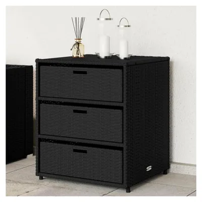 Produktbild von Gartenschrank, schwarz, 55 x 59 x 69 cm, Polyrattan, Aufbewahrungsboxen für den Außenbereich