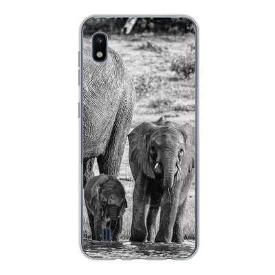 Produktbild von MuchoWow® Handyhülle Schutzhülle Hülle für Samsung Galaxy A10 Elefant - Wasser - Tiere - Schwarz - Weiß Silikon Softcase Handy Hülle - Schutzhülle