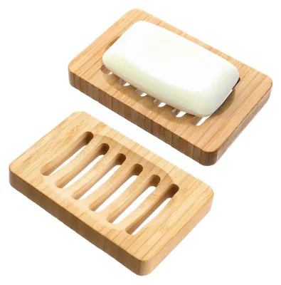 Productafbeelding van Zeepbakje, hout, 2 stuks, waterdicht, zelfledigend, 12,2 x 8 x 1,5 cm