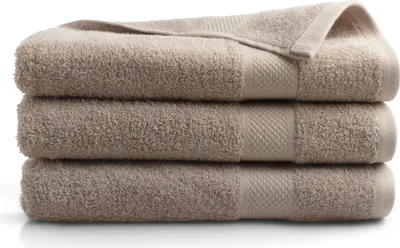 Produktbild von DoubleDry Premium Handtücher Set - 3 Stück 70 X 140 cm Baumwolle - 500 g/m² - Weich & Saugstark -  Badetuch badehandtücher Große Handtuch (Taupe)