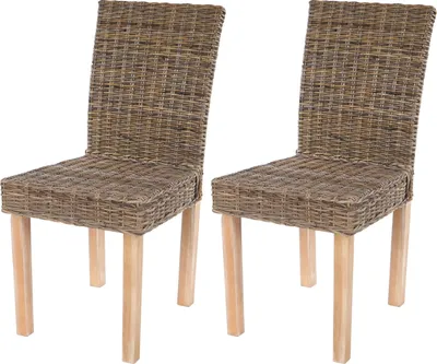 Immagine prodotto di set di 2 sedie da pranzo Littau, sedia in vimini Sedia da cucina, Kubu rattan