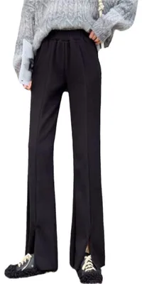 Image de Pantalon taille haute, jambes larges, style décontracté, pour femmes