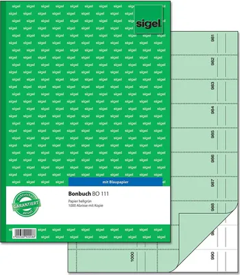 Productafbeelding van sigel BO111 sigel Formularbuch "Bonbuch", A4, 1000 Abrisse, grün