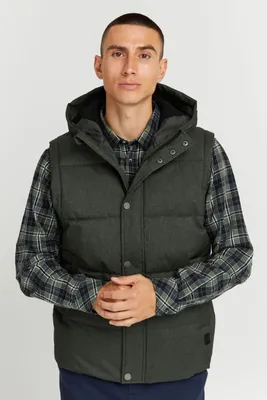 Image de !Veste sans manches Solid SDCollin pour hommes, veste matelassée d'extérieur avec capuche et rembourrage. Qualité polyester robuste, coupe classique