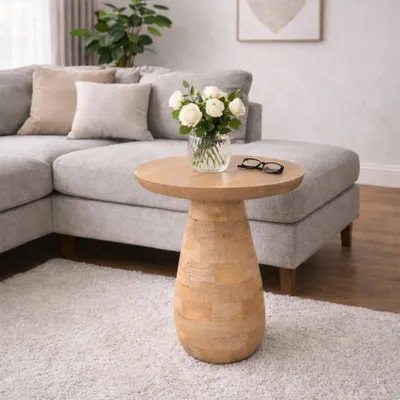 Produktbild von Massivholz Beistelltisch KITAR-G 45cm Mangoholz natural Pflanzhocker