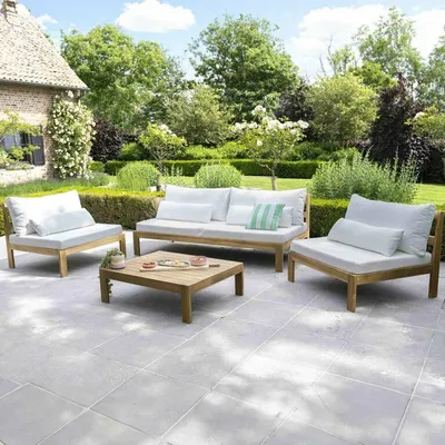 Produktbild von Gartenlounge Teakholz massiv Weiß Outdoor
