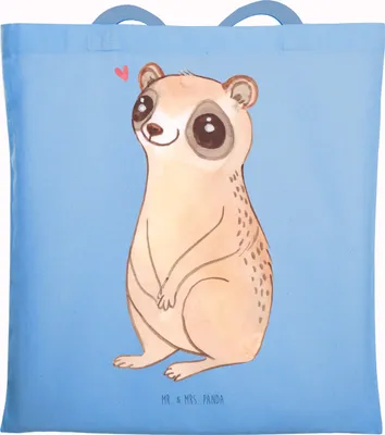 Produktbild von Mr. & Mrs. Panda Einkaufstasche Plumplori Glücklich - Sky Blue - Geschenk, Lustige Sprüche, Glück, Tasche, Tote Bag, Stoffbeutel, Laptoptasche, Niedlich, Jutebeutel