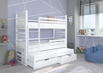 Obrázek produktu pro Třílůžková postel se zábranou 90x200 BEFRIA - bílá