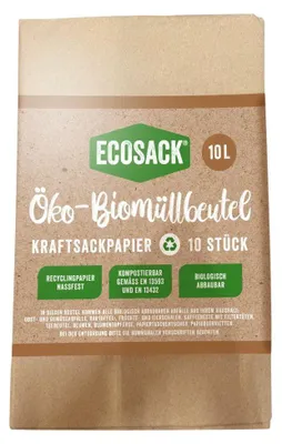 Produktbild von Biomüllbeutel 10 L aus 100% Recyclingpapier, 10 Stück, 100% kompostierbar & nassfest
