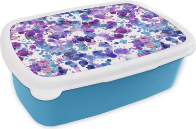 Produktbild von KitchenYeah® Lunchbox Brotzeit Brotdose 17x11 cm Aquarell - Muster - Lila Kinder Brotzeitdose - Lunch - Kunststoff  - Brotbüchse - Sandwichbox - Lunchbox für Kinder