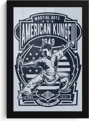 Produktbild von MuchoWow® MuchoWow® Gerahmtes Poster Kungfu - Sport - Retro - Zeichnung 20x30 cm - Poster mit zchwarzem Bilderrahmen - Drucken - Bilder Poster im Rahmen