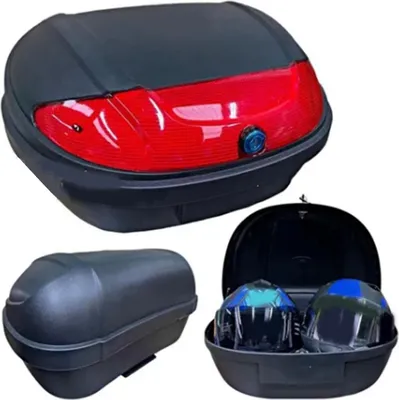 Image de Boîte supérieure arrière de moto d'une capacité de 52 l, valise de rangement arrière universelle étanche et antichoc pour scooter