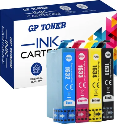 A box of GP Toner ink cartridges with four cartridges displayed in front of it.