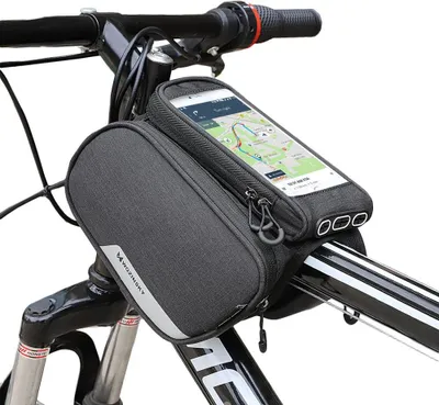 Obrázek produktu pro Brašna na rám kola + odnímatelné pouzdro na telefon do 6,5" 1,5 l černá