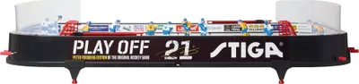 A table hockey game with miniature players.