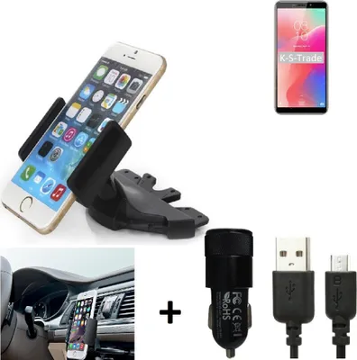 Produktbild von TOP SET K-S-Trade Autohalterung kompatibel mit HomTom C1 CD Schlitz Halterung KFZ-Halter Radio Handy Halterung 360° drehbar DVD-Schacht inkl. Micro