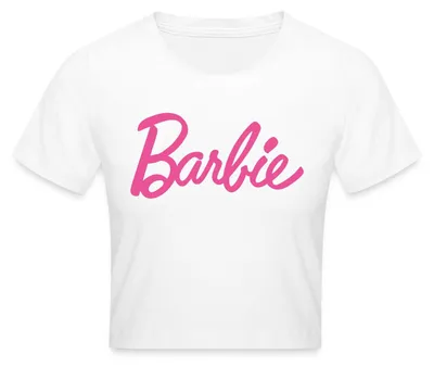 Produktbild von Spreadshirt Barbie Klassisches Logo Crop Top, S, Weiß