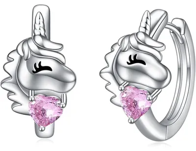 Produktbild von Creolen 925 Sterling Silber Tier Schmuck mit Rosa Zirkonia für Damen Mädchen Kinder