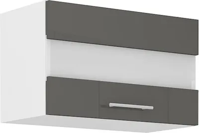 Image de Armoire de cuisine supérieure avec vitrage LAJLA – largeur 60 cm, gris / blanc