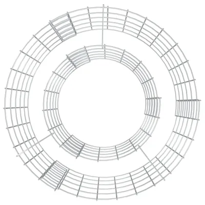 A top-down view of a metal wireframe wreath form with two concentric rings.