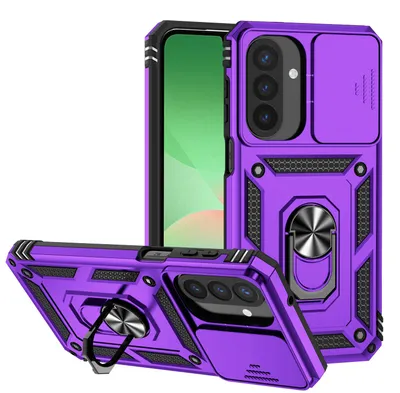 Image de Étui pour Galaxy A27 avec protection coulissante pour l'appareil photo et support à anneau – Étui de protection robuste pour Samsung Galaxy A27, violet