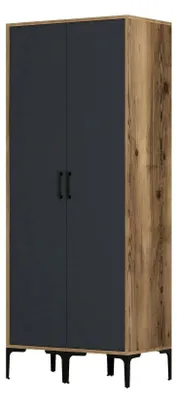 Produktbild von Kleiderschrank 2 Türen Dbonanse, Schlafzimmermöbel, Schrank, Garderobe, 80x201h48 cm, Walnuss und Anthrazit