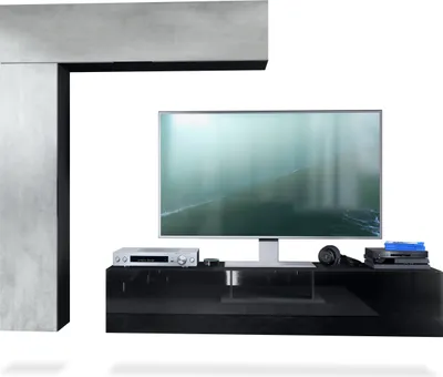 Produktbild von Vladon Wohnwand Taurito, Germany, Schwarz matt/Beton Oxid Optik - Moderne Anbauwand für Ihr Wohnzimmer (320 x 182 x 39 cm)