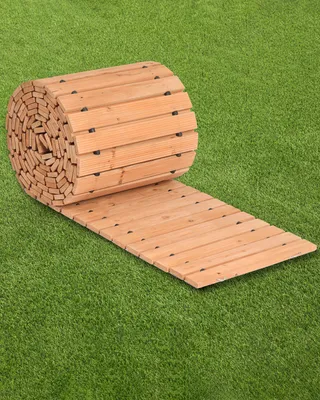 Produktbild von VEVOR Gartenweg Rollweg, 727x43 cm, Ausrollbarer Holzweg, Außengehweg aus Zedernholz mit Drahtseilverbindung, Gartentritt, dekorativer Holzweg, Trittplatten im Garten, Hinterhof, Terrasse