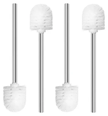 Produktbild von Toilettenbürste - Mit Edelstahlgriff und austauschbarem Bürstenkopf - Badezimmerreinigung - 4 Stück Set - Ø 7,5 cm - Weiß