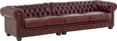 Produktbild von Sofa Chesterfield 5-Sitzer Echtleder rot