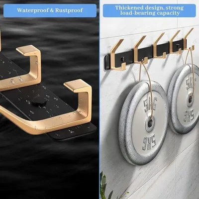 Productafbeelding van Famanu garderobe met 5 haken - zwart en goud