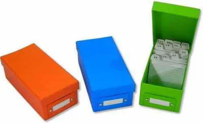 Produktbild von 3x Lernbox Karteikasten DIN A8 / 3 verschiedene Farben + 1200 Karteikarten